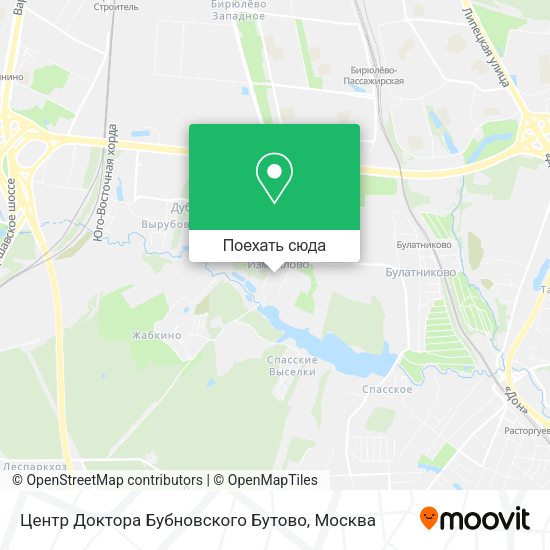 Карта Центр Доктора Бубновского Бутово
