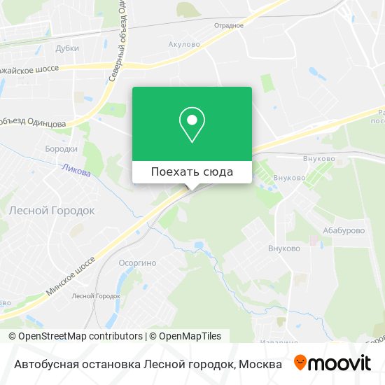 Карта Автобусная остановка Лесной городок