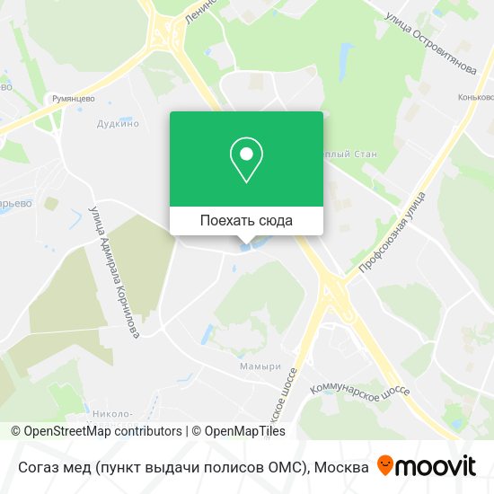 Карта Согаз мед (пункт выдачи полисов ОМС)