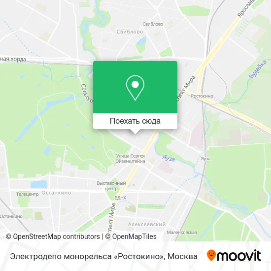 Карта Электродепо монорельса «Ростокино»
