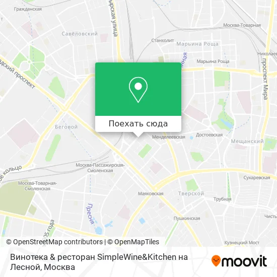 Карта Винотека & ресторан SimpleWine&Kitchen на Лесной