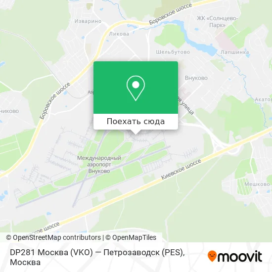 Карта DP281 Москва (VKO) — Петрозаводск (PES)