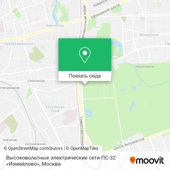 Карта Высоковольтные электрические сети ПС-32 «Измайлово»