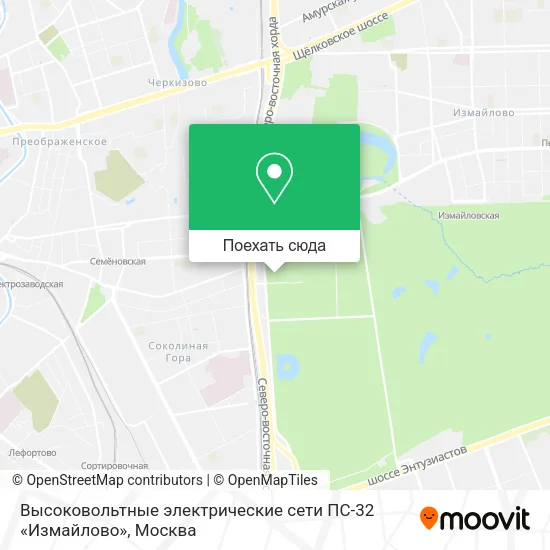 Карта Высоковольтные электрические сети ПС-32 «Измайлово»