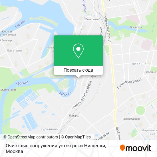 Карта Очистные сооружения устья реки Нищенки