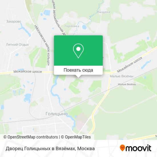 Карта Дворец Голицыных в Вязёмах