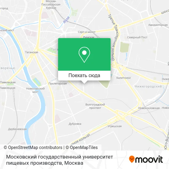 Карта Московский государственный университет пищевых производств