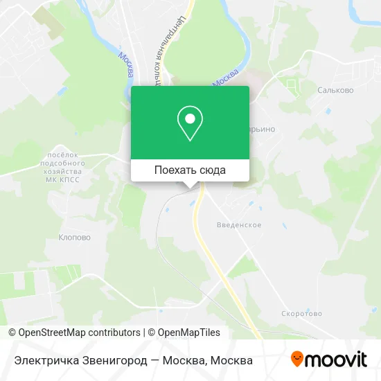 Карта Электричка Звенигород — Москва