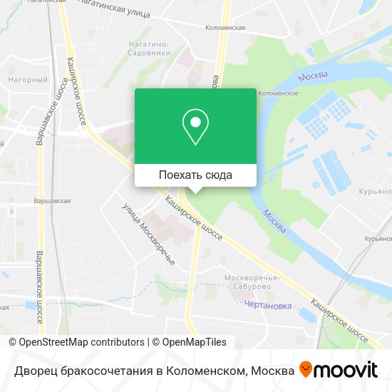 Карта Дворец бракосочетания в Коломенском