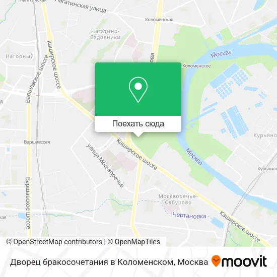 Карта Дворец бракосочетания в Коломенском