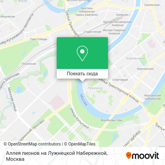 Карта Аллея пионов на Лужнецкой Набережной