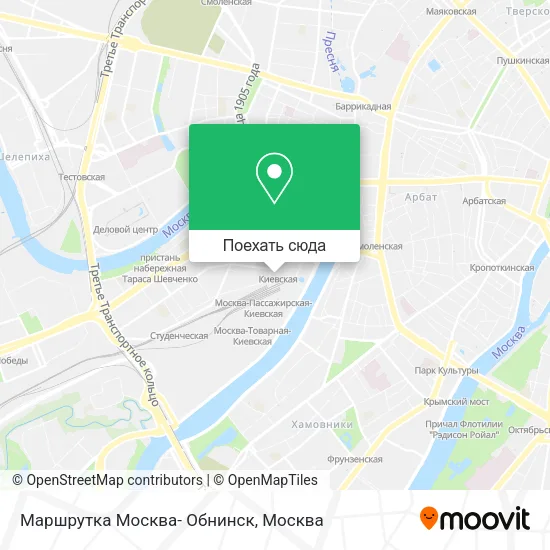 Карта Маршрутка Москва- Обнинск