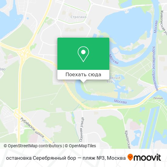 Карта остановка Серебрянный бор — пляж №3