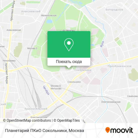 Карта Планетарий ПКиО Сокольники