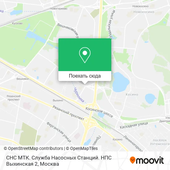 Карта СНС МТК. Служба Насосных Станций. НПС Выхинская 2