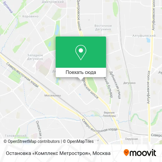 Карта Остановка «Комплекс Метростроя»