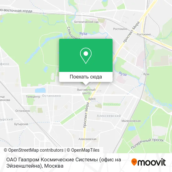 Карта ОАО Газпром Космические Системы (офис на Эйзенштейна)