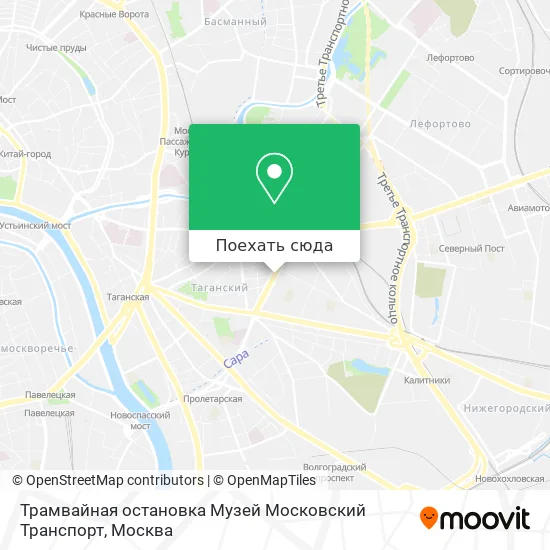Карта Трамвайная остановка Музей Московский Транспорт