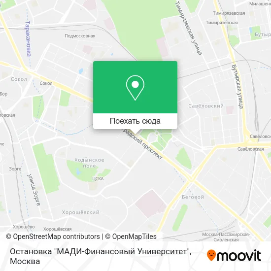Карта Остановка "МАДИ-Финансовый Университет"