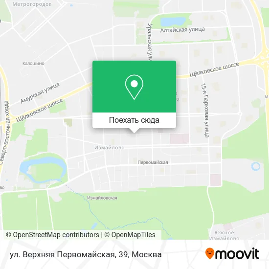 Карта ул. Верхняя Первомайская, 39