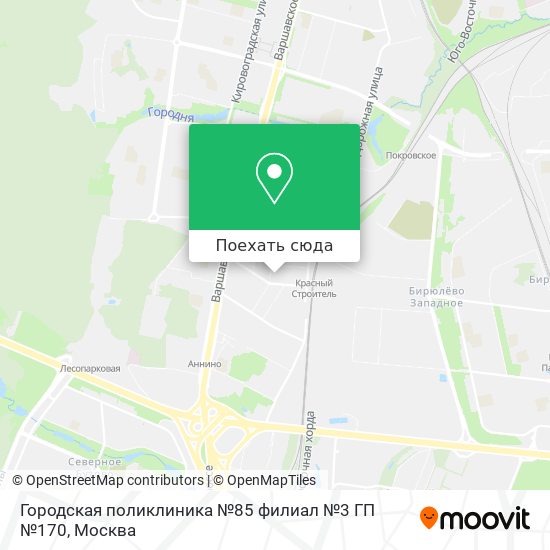 Карта Городская поликлиника №85 филиал №3 ГП №170