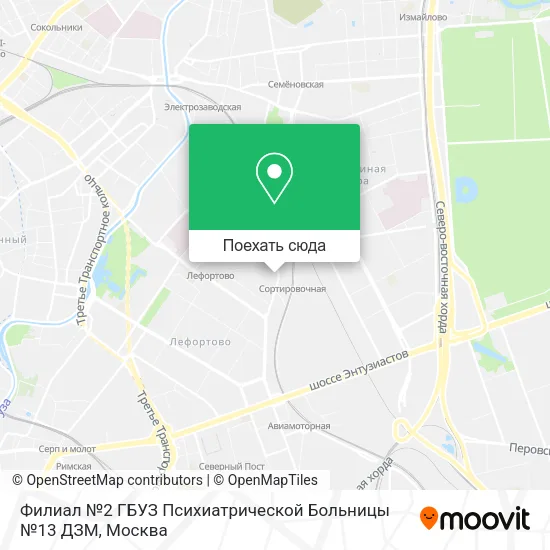 Карта Филиал №2 ГБУЗ Психиатрической Больницы №13 ДЗМ