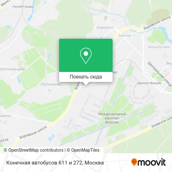 Карта Конечная автобусов 611 и 272