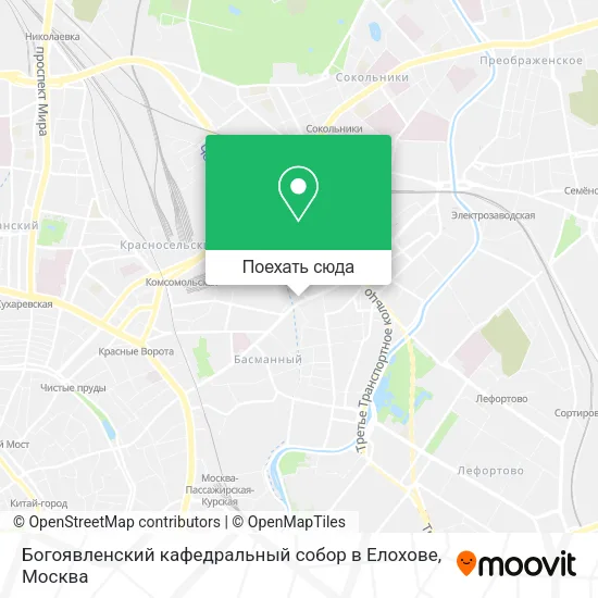Карта Богоявленский кафедральный собор в Елохове