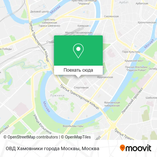 Карта ОВД Хамовники города Москвы