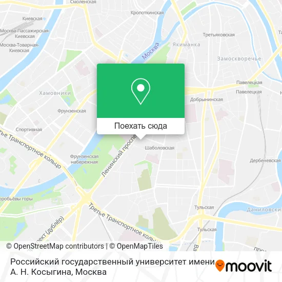 Карта Российский государственный университет имени А. Н. Косыгина