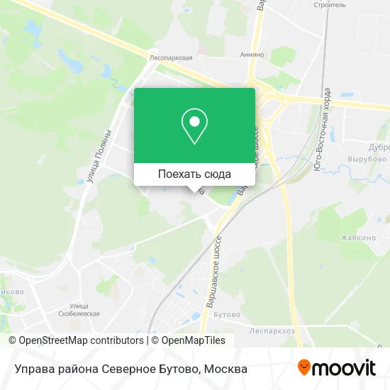Карта Управа района Северное Бутово