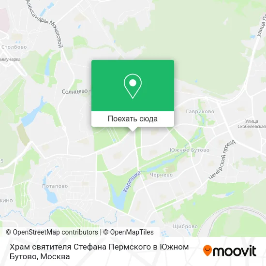 Карта Храм святителя Стефана Пермского в Южном Бутово