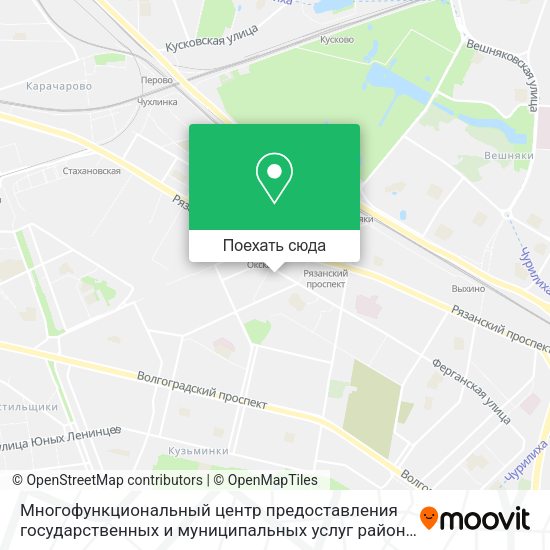 Карта Многофункциональный центр предоставления государственных и муниципальных услуг района Рязанский