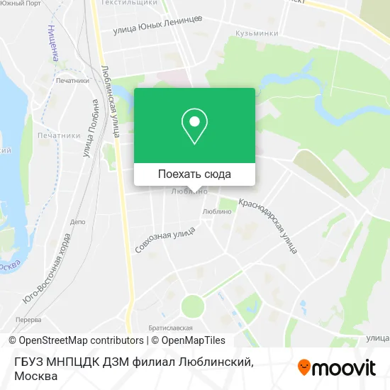 Карта ГБУЗ МНПЦДК ДЗМ филиал Люблинский