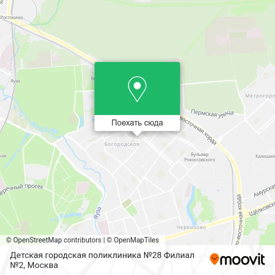 Карта Детская городская поликлиника №28 Филиал №2
