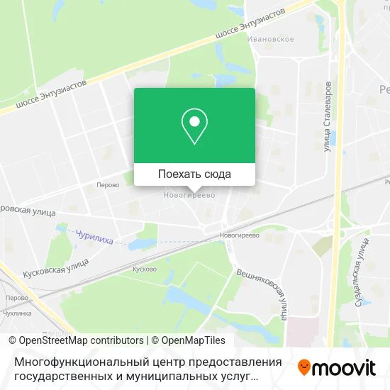 Карта Многофункциональный центр предоставления государственных и муниципальных услуг Новогиреево