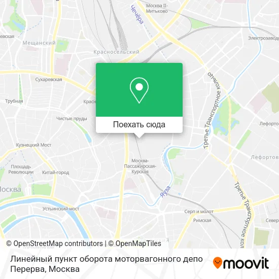 Карта Линейный пункт оборота моторвагонного депо Перерва