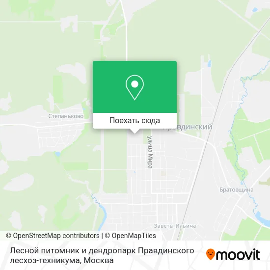 Карта Лесной питомник и дендропарк Правдинского лесхоз-техникума