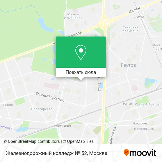 Карта Железнодорожный колледж № 52
