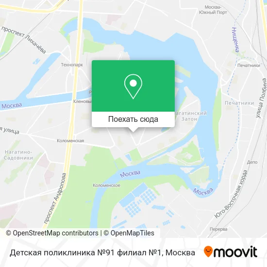 Карта Детская поликлиника №91 филиал №1