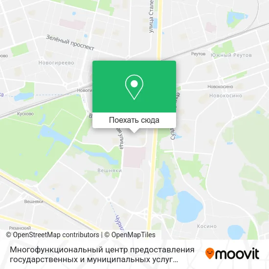 Карта Многофункциональный центр предоставления государственных и муниципальных услуг Вешняки