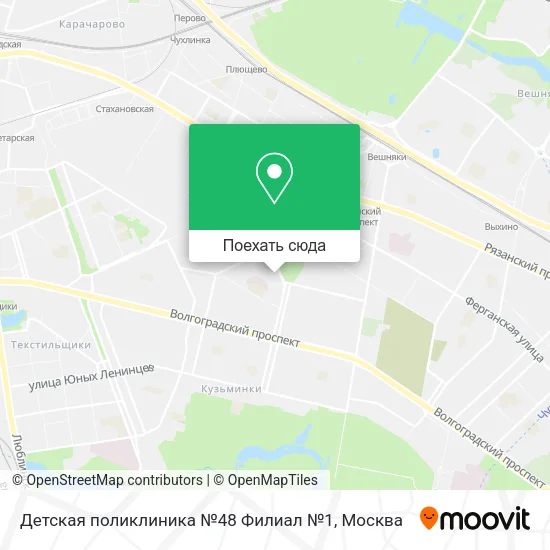 Карта Детская поликлиника №48 Филиал №1