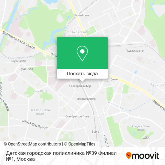 Карта Детская городская поликлиника №39 Филиал №1