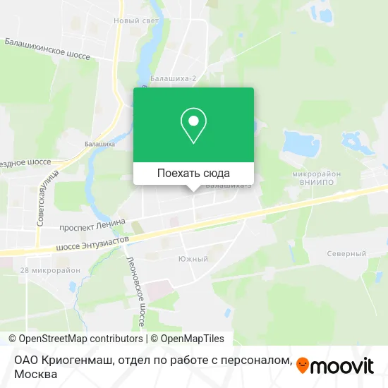 Карта ОАО Криогенмаш, отдел по работе с персоналом