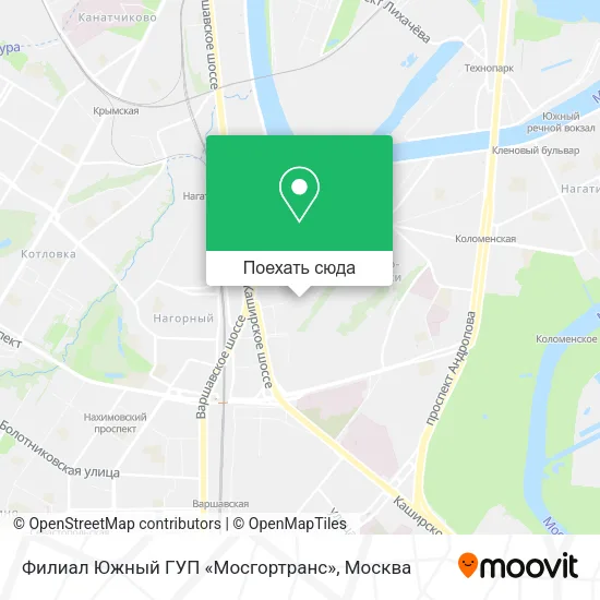 Карта Филиал Южный ГУП «Мосгортранс»