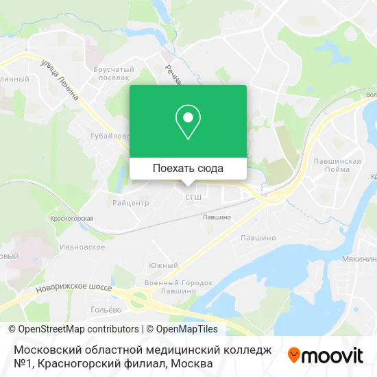 Карта Московский областной медицинский колледж №1, Красногорский филиал