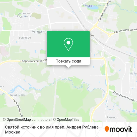 Карта Святой источник во имя преп. Андрея Рублева