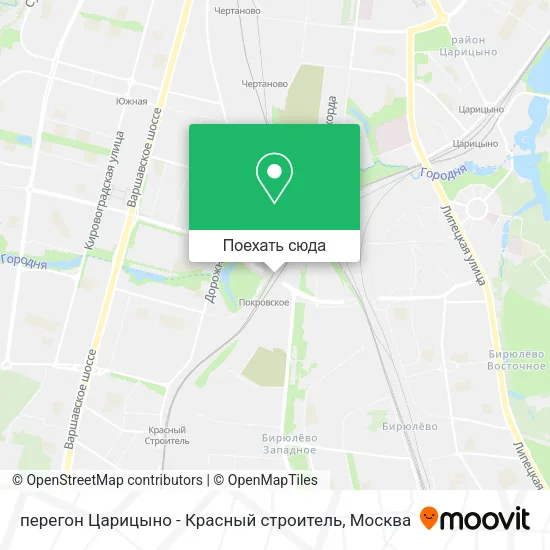 Карта перегон Царицыно - Красный строитель