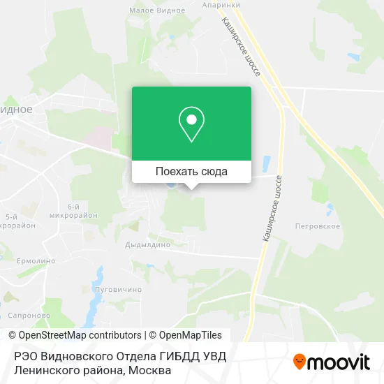 Карта РЭО Видновского Отдела ГИБДД УВД Ленинского района