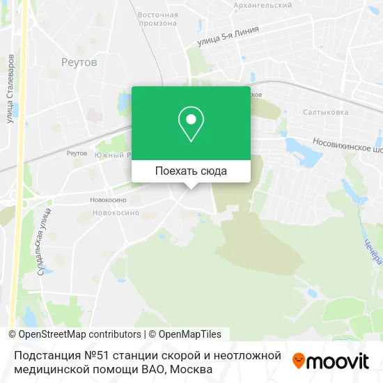 Карта Подстанция №51 станции скорой и неотложной медицинской помощи ВАО